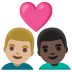 couple with heart, man, man, medium-light skin tone, dark skin tone